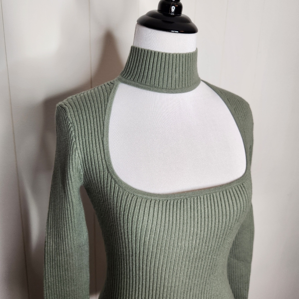 Jonathan Simkhai Gray Ribbed Cutout Top - Picture 4 of 8